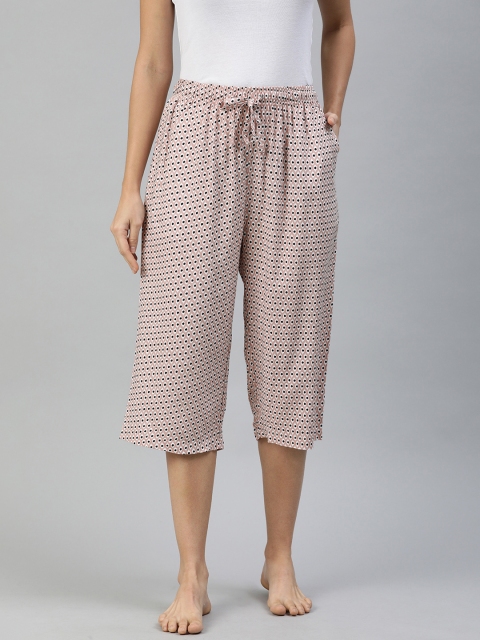 

Go Colors Women Pink & Black Printed Loose Fit Lounge Pants