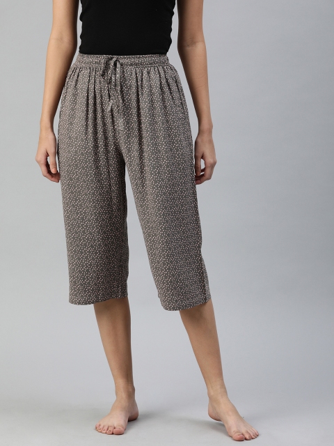 

Go Colors Women Grey & Pink Printed Loose Fit Lounge Pants