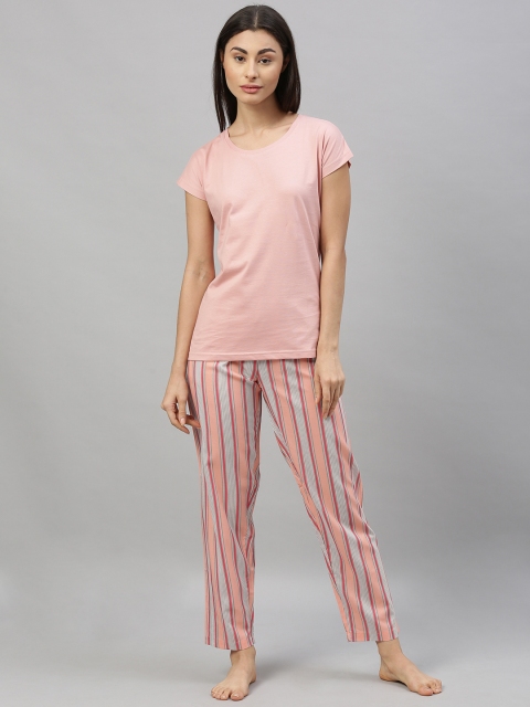 

Go Colors Women Coral-Red Solid Night suit