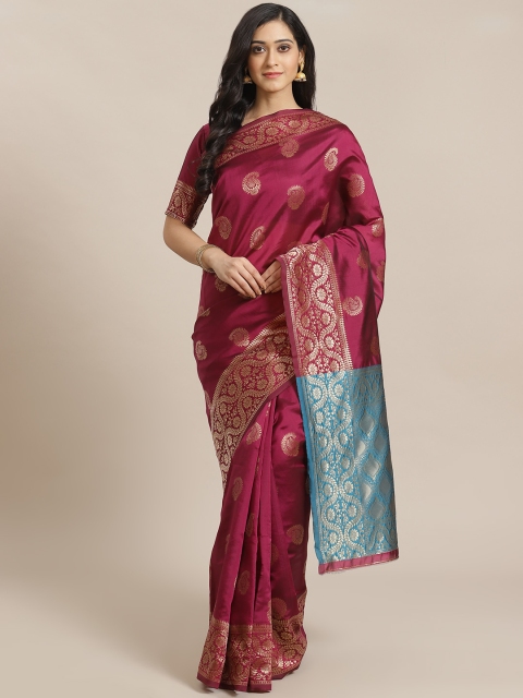 

Mitera Magenta & Golden Zari Woven Design Dharmavaram Saree