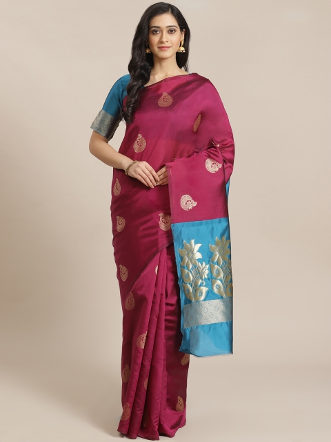 

Mitera Magenta & Golden Zari Woven Design Dharmavaram Saree