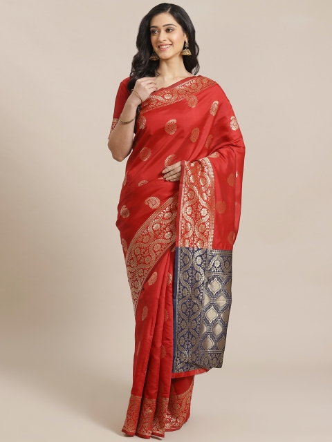 

Mitera Red & Golden Woven Design Dharmavaram Saree