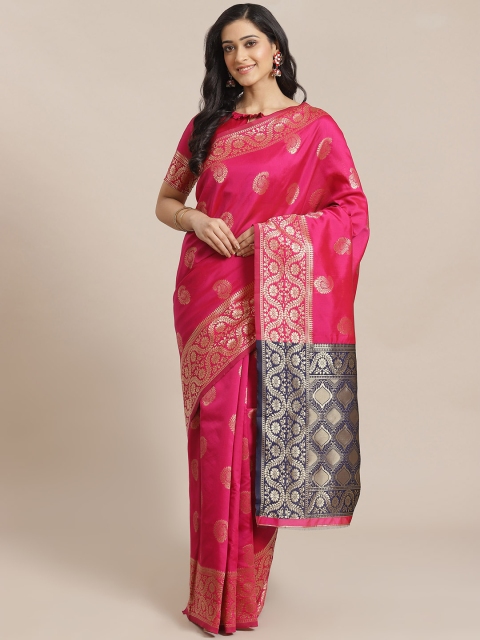 

Mitera Magenta & Golden Zari Woven Design Dharmavaram Saree