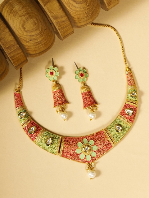 

Priyaasi Multi-Colored Gold-Plated Stone Studded Jewellery Set