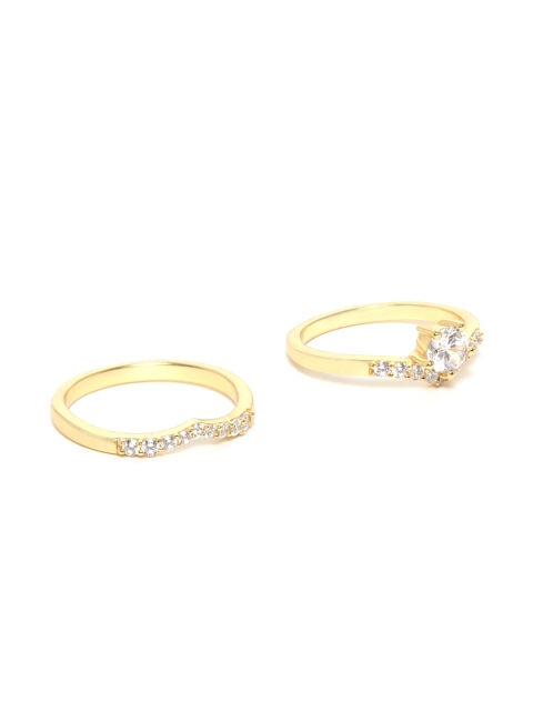 

Carlton London Women Set of 2 Gold-Plated CZ-Studded Handcrafted Finger Rings