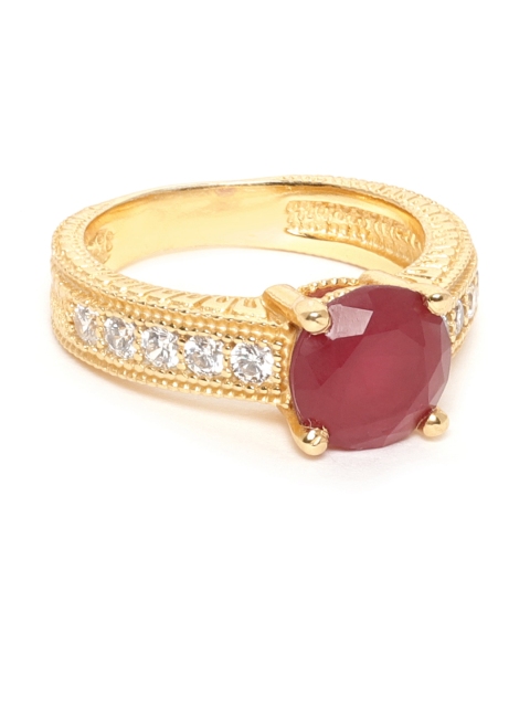 

Carlton London Women Maroon Gold-Plated CZ-Studded Handcrafted Finger Ring