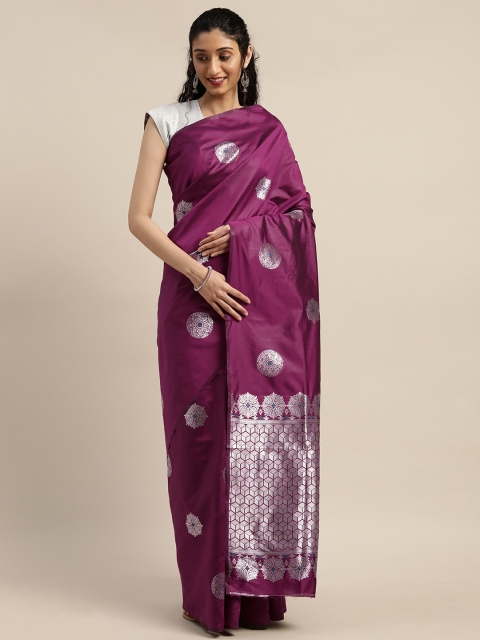 

PURVAJA Maroon Art Silk Woven Design Banarasi Saree