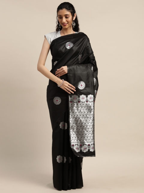 

PURVAJA Black Art Silk Woven Design Banarasi Saree