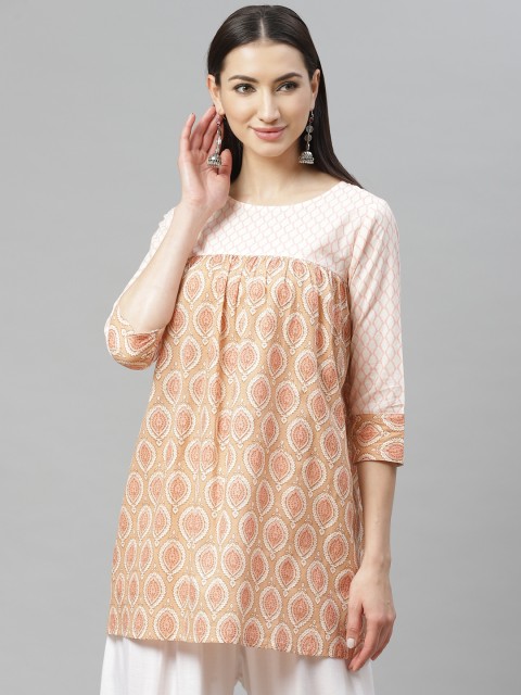 

Myshka Women Beige & Off-White Printed Tunic