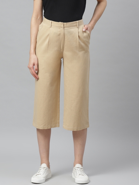

Myshka Women Beige Regular Fit Solid Culottes