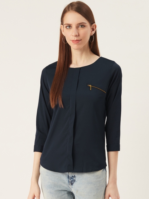 

VERONIQUE Women Navy Blue Solid Top