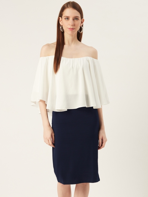 

VERONIQUE Women White and Navy Blue Solid Co-ordinate Sets Dress