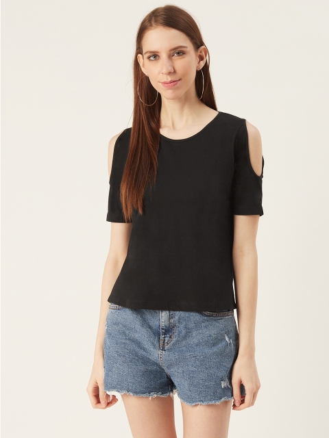 

VERONIQUE Women Black Solid Cold-Shoulder Top