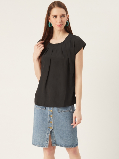 

VERONIQUE Women Black Solid Pleated Top