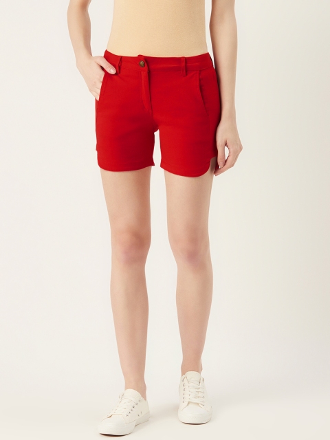 

VERONIQUE Women Red Solid Regular Shorts