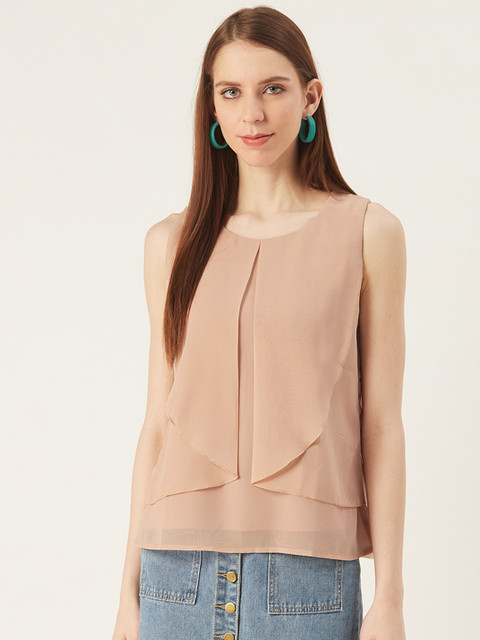 

VERONIQUE Women Beige Solid Layered Top