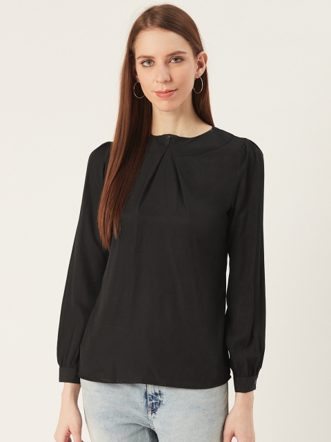 

VERONIQUE Women Black Solid Pleated Top