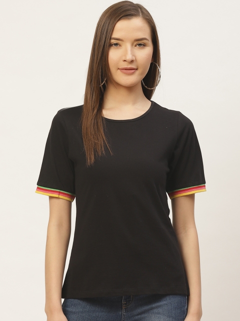 

VERONIQUE Women Black Solid Round Neck T-shirt