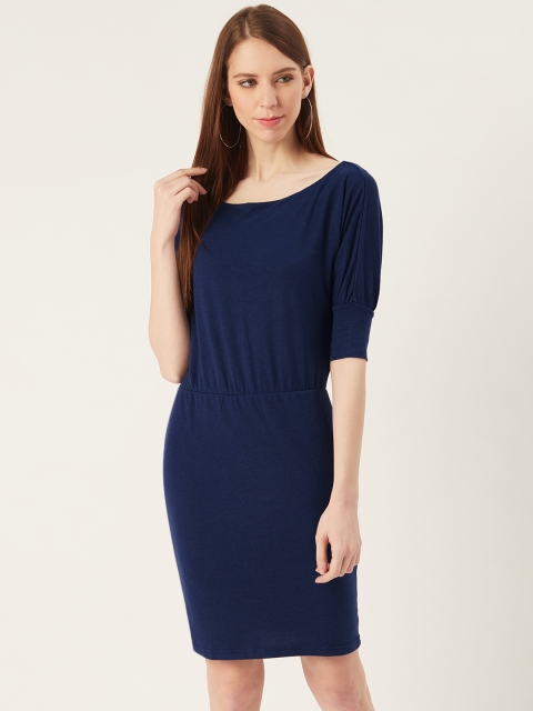 

VERONIQUE Women Navy Blue Solid Sheath Dress