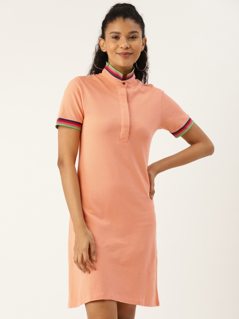 

VERONIQUE Women Peach-Coloured Solid T-shirt Dress