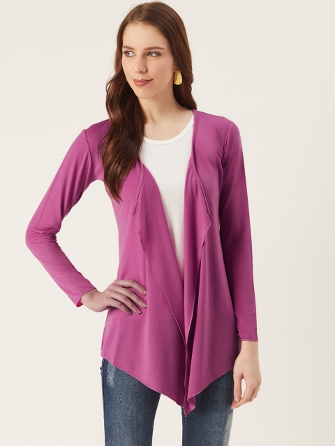 

VERONIQUE Women Pink Solid Open Front Shrug