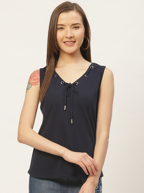 

VERONIQUE Women Navy Blue Solid Top