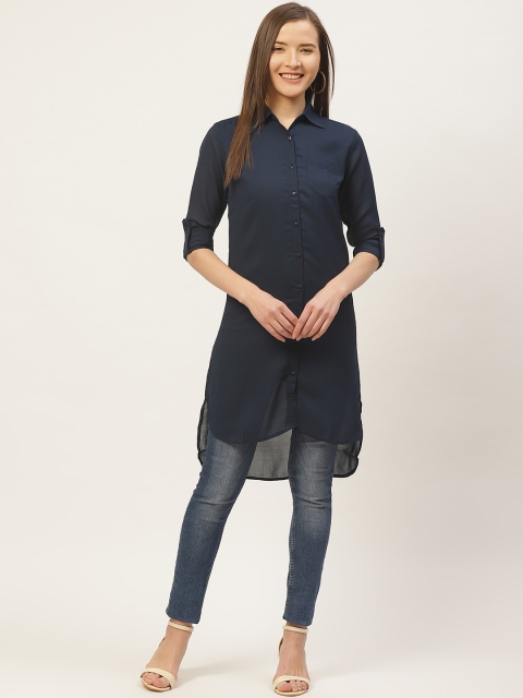 

VERONIQUE Women Navy Blue Solid Pathani Kurta