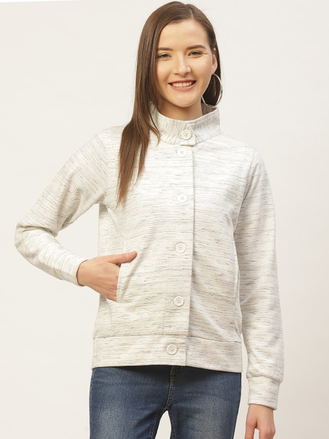 

VERONIQUE Women White Self Design Tailored Jacket