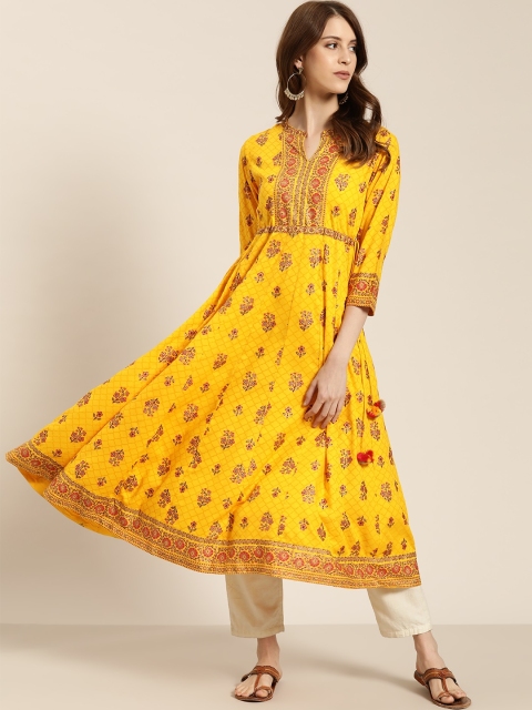 

Sangria Women Yellow & Red Printed Empire Anarkali Kurta