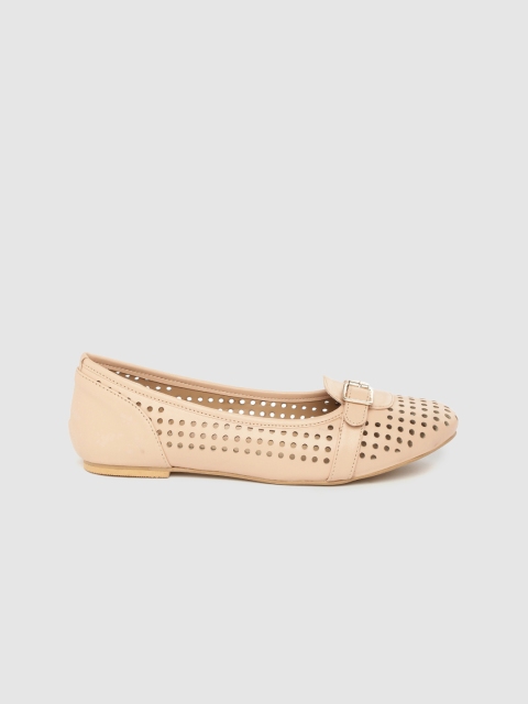

DressBerry Women Nude-Coloured Laser Cut Ballerinas with Buckle Detail