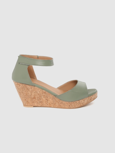 

Mast & Harbour Women Green Solid Wedges