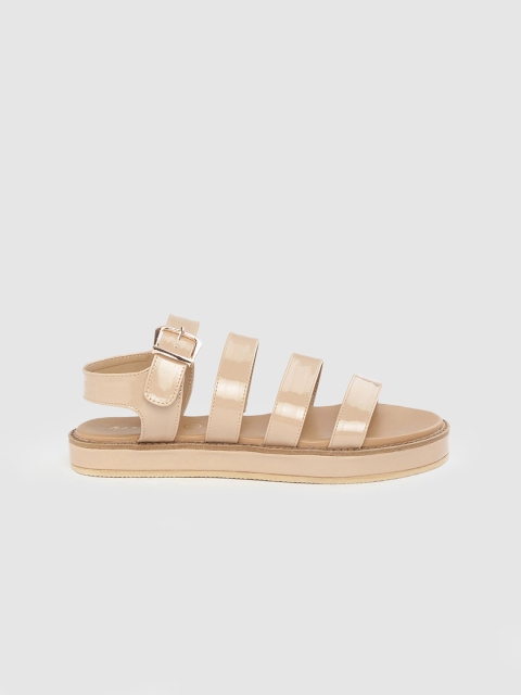 

Mast & Harbour Women Beige Strappy Open Toe Flats