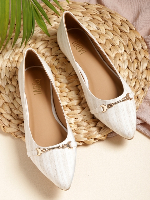 

Taavi Women Off-White & Beige Striped Ballerinas