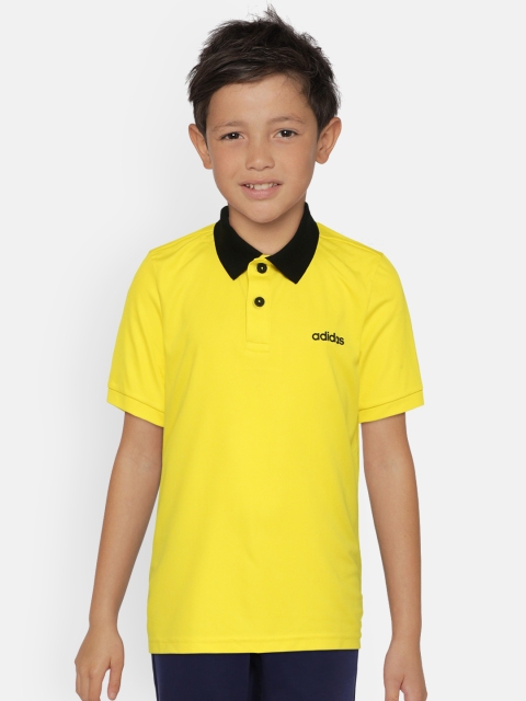 

ADIDAS Boys Yellow Solid Linear Polo Collar T-shirt