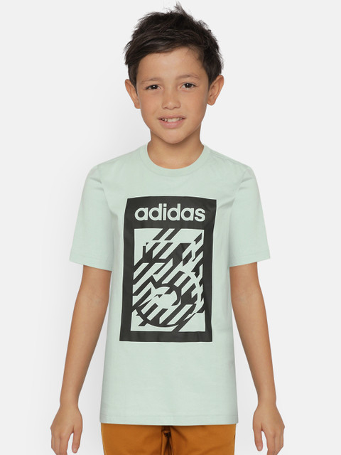 

ADIDAS Boys Green & Black Brand Logo Print Box T-shirt