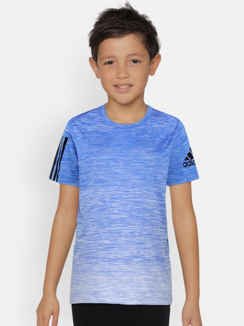 

ADIDAS Boys Blue Gradient Round Neck Training T-shirt