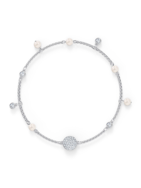 

Swarovski Rhodium Plated Remix Collection Delicate Pearl Strand Bracelet, White