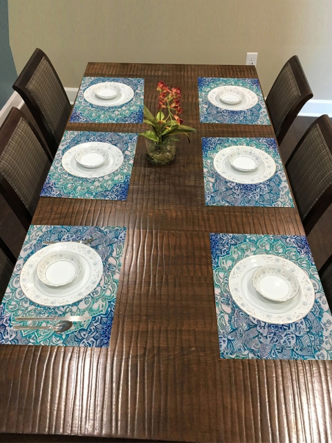 

nestroots Set of 6 Blue Rectangle Dining Table Mats & Runner