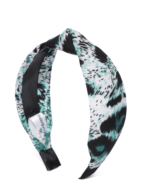 

Blueberry White & Green Abstract Print Hairband with Knot Detail