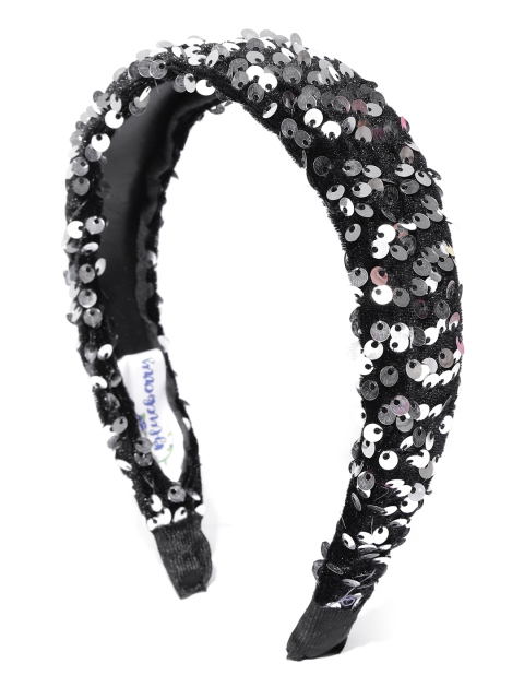 

Blueberry Women Black & Silver-Toned Sequinned Hairband