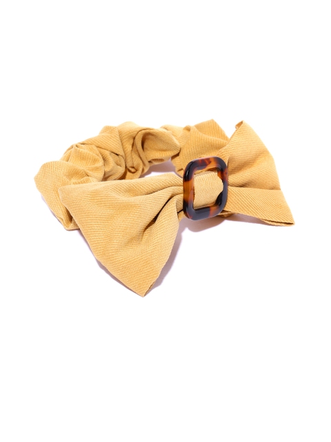 

Blueberry Women Mustard Yellow Solid Scrunchie with Bow Detail