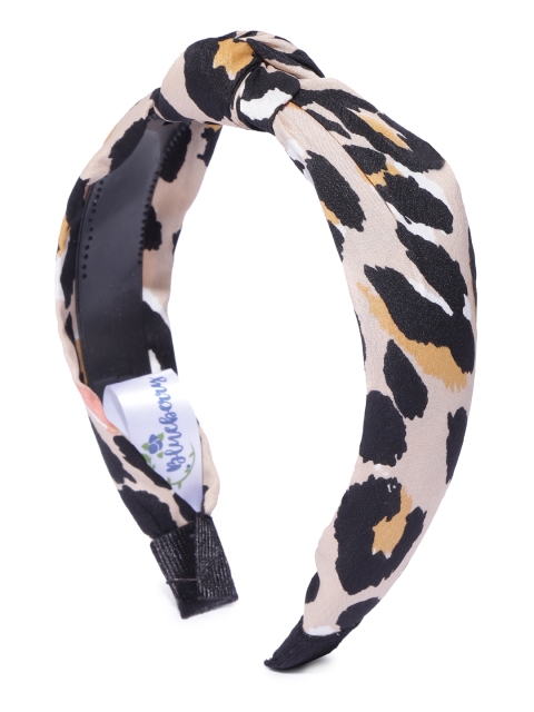 

Blueberry Women Beige & Black Leopard Print Hairband with Knot Detail