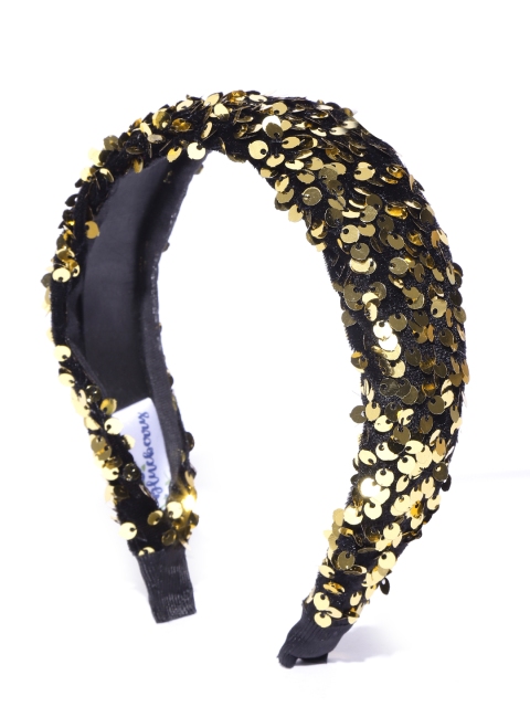 

Blueberry Women Black & Gold-Toned Embellished Hairband