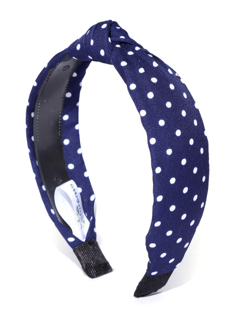 

Blueberry Navy Blue & White Polka Dot Print Knot Detail Hairband