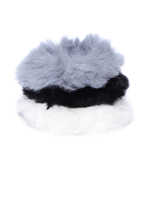 

Blueberry Set of 3 Faux Fur Scrunchies, Black