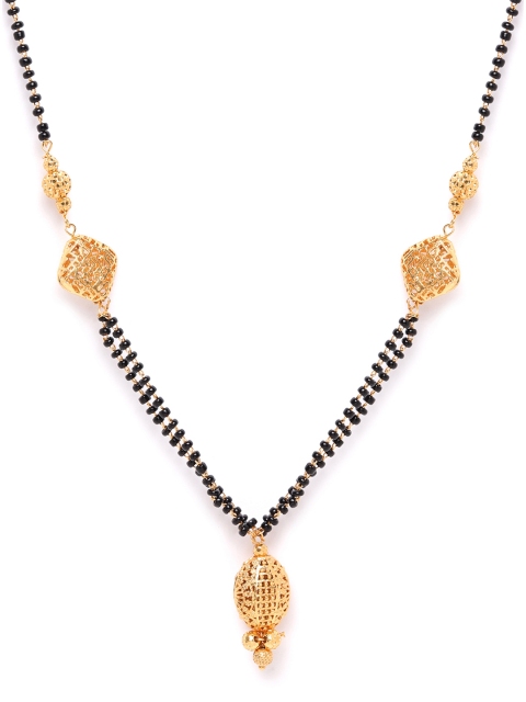 

damani Black Gold-Plated Textured Beaded Layered Mangalsutra