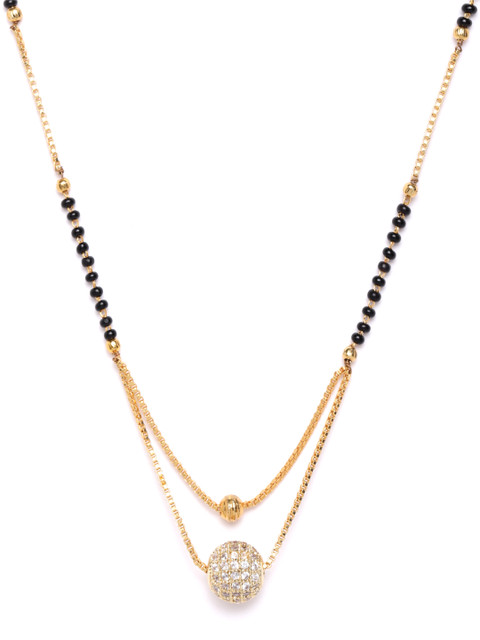 

damani Black Gold-Plated Stone-Studded & Beaded Layered Mangalsutra