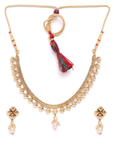 

damani Off-White Gold-Plated Jewellery Set with Beaded Detail