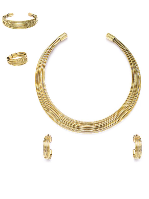 

damani Gold-Plated Multistranded Tribal Jewellery Set