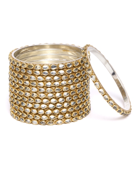 

damani Set of 12 Gold-Plated Kundan-Studded Polki Bangles
